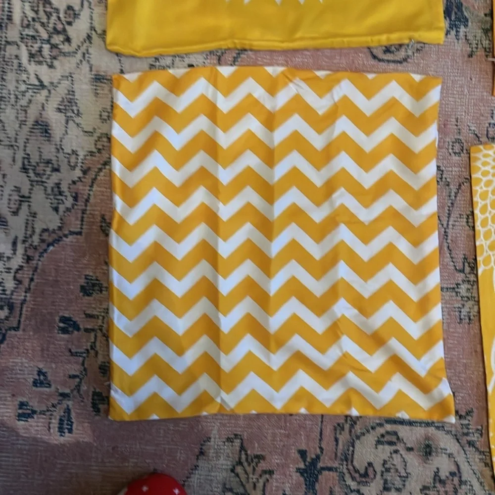 Set of Yellow and White Decorative throw pillow cases